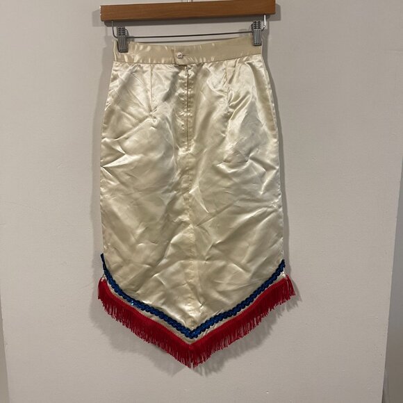 Vintage Satin Fringe Skirt - Picture 2 of 7